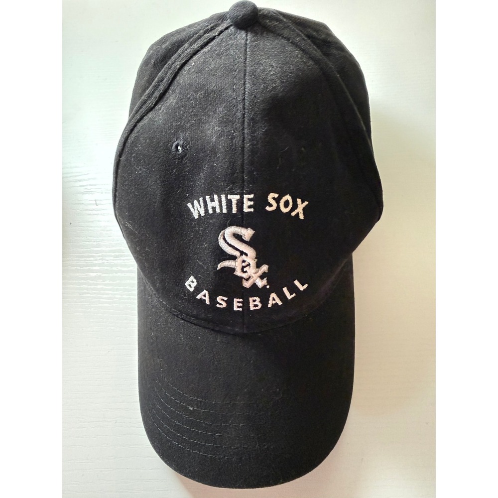 VTG Chicago White Sox Baseball Hat Black Adjustable Strap Kick 10 Pro Gear MLB